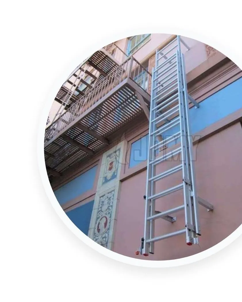 Jomy counterbalanced fire-escape ladder on a facade