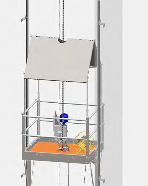 Rigid AZPT false car platform inside an elevator shaft
